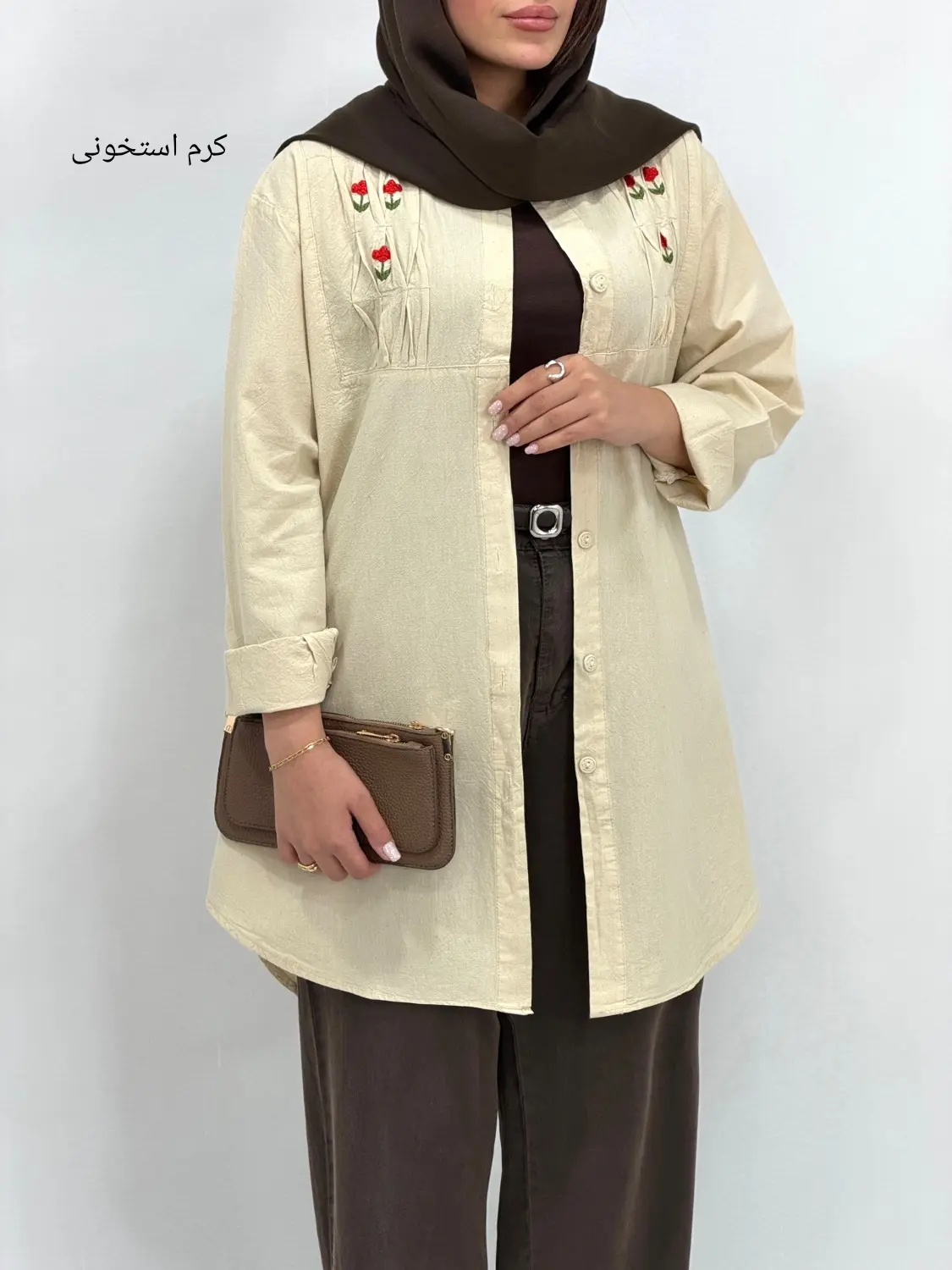 مانتو لینن گلدوزی ملیکا